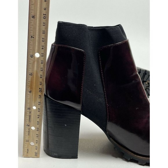 Steve Madden Women's Oxblood Leather Chunky Lug Boots Antyy Chelsea Ankle SZ 9.5 - Picture 12 of 12